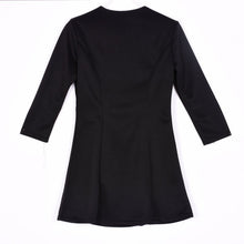 Style Sexy Mini Dresses Women Beach 3/4 Sleeve Black DressCasual Chiffon Zipper Dress Plus  Y4
