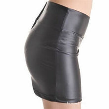 Style Women Bodycon Skirt Faux Leather Look Zip High Wasit Black Mini Short Skirt Y4