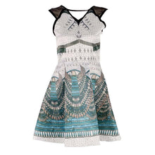 Women Chiffon Casual Dress Print Sleeveless Print Bodycon V Neck Elastic Waist Bohemian Beach Dresses