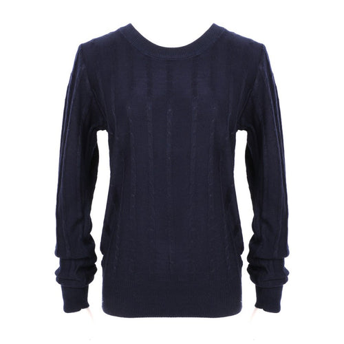 Women Lady Long Sleeve Round Neck Twisted Knit Sweater Pullover Jumper Tops