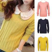 Women Lady Long Sleeve Round Neck Twisted Knit Sweater Pullover Jumper Tops