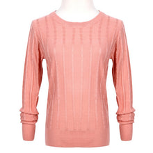 Women Lady Long Sleeve Round Neck Twisted Knit Sweater Pullover Jumper Tops