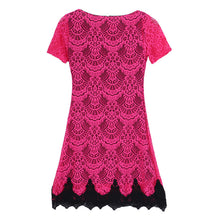 Women Bodycon Slim Lace Floral Crochet Evening Party Mini Dress