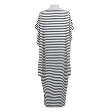 Women Dress Long Maxi Loose Dress Striped Batwing Sleeve Off shoulder Split Casual Beach Wear Plus  Vestidos