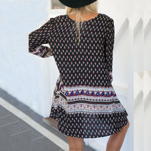 Women Vintage Retro Bohemian Style Boho Beach Long Sleeve Mini Dress H78