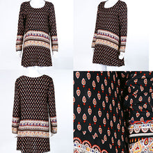 Women Vintage Retro Bohemian Style Boho Beach Long Sleeve Mini Dress H78
