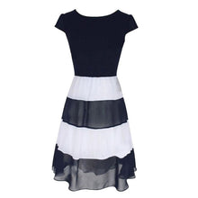 Women's Striped Chiffon Cocktail Party Skater Casual Work Pleated Dress
