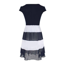 Women's Striped Chiffon Cocktail Party Skater Casual Work Pleated Dress