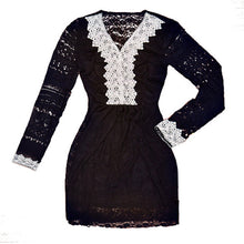 Women's V Neck Lace Long Sleeve Casual Party Cocktail Mini Dress