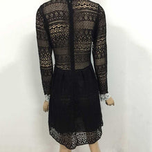 Women's V Neck Lace Long Sleeve Casual Party Cocktail Mini Dress