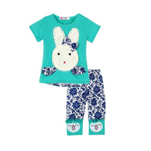 2pcs Baby Kids Girls Clothes Set Top and Short Pants Suits Cute Rabbit Cartoon Knitting Children's Clothing Set