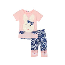 2pcs Baby Kids Girls Clothes Set Top and Short Pants Suits Cute Rabbit Cartoon Knitting Children's Clothing Set