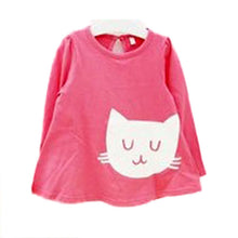 2pcs Baby Girls Cartoon Cat Long Sleeve Cotton Dress T Shirt+Pants Trousers 2-7Y