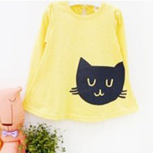 2pcs Baby Girls Cartoon Cat Long Sleeve Cotton Dress T Shirt+Pants Trousers 2-7Y