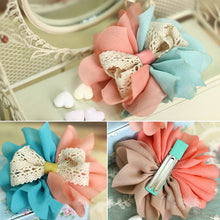 2pcs Baby Kids Hair Pin Girls Gauze Flower Bowknot Bi-color Headwear Hair Clip 2 Pattern