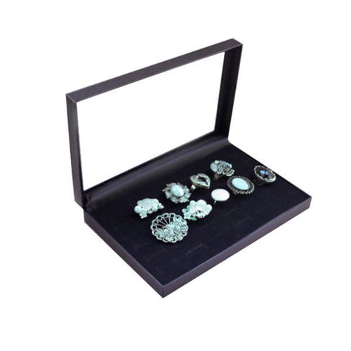 36 Slots Black Velvet Rings Jewelry Showcase Display Case Storage Box Holder Organizer P1