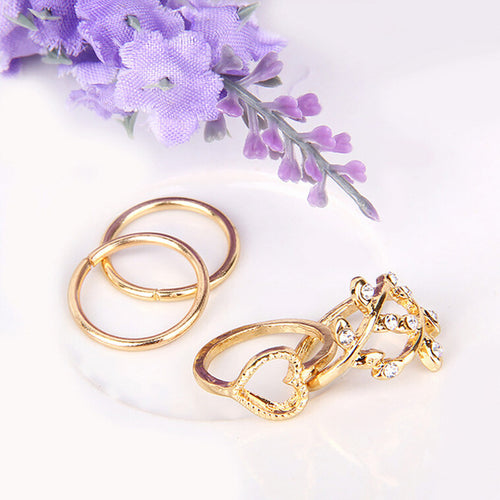 4pcs Cute Urban Crystal Plain Above Knuckle Wedding Party Ring Band Midi Ring Gold Silver Bague Femme