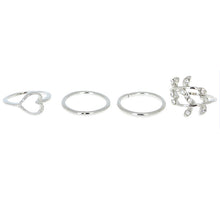 4pcs Cute Urban Crystal Plain Above Knuckle Wedding Party Ring Band Midi Ring Gold Silver Bague Femme