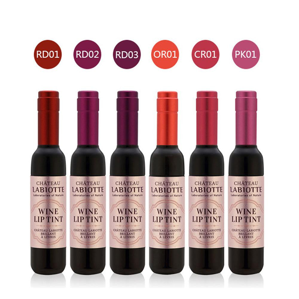 6 Colors Red Wine Bottle Stained Matte Lip Gloss Tint Liquid Lipstick Easy to Wear Non-stick Lipgloss