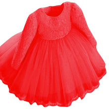 0-6Y Girl Dresses Elegant Kids Girls Dress Long Sleeve Bowknot Lace Flower Princess Wedding Party Dress