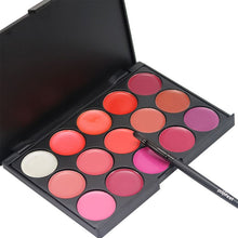 15 Colors Lip Gloss Lipstick Palette Cosmetic Makeup Kit Set With Lip Brush Includes Matte Shimmer Lip Colors Lipstick