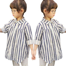 2-7Y Girls Shirts Cotton Blusa Children Stripe Shirt Kids Loose Soft Blouse Baby Girl Tops