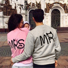 Casual Long Sleeve Tops Mr Mrs Printed Pullover Hoodies Couples Lovers Sweatshirt Men Women Plus