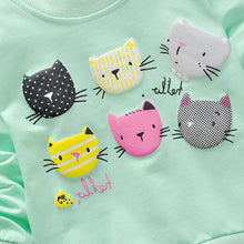 Cartoon Cat Print Girls Sweatshirts Casual Kids Clothes Long Sleeve Baby Girl Pullover Girls Clothing