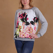 Women Casual Long Sleeve Hoodies Pullover O-neck Floral Print Patchwork Sweatshirts Sudaderas Mujer Plus