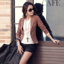 Casual Slim Solid Suit Jacket Coat Outwear Womens  One Button Tops