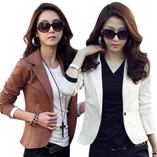 Casual Slim Solid Suit Jacket Coat Outwear Womens  One Button Tops