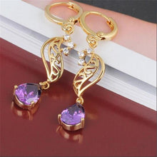 Cubic Zirconia Crystal water Drop Dangle Earrings gold Plated Women Earrings  jewelry