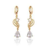 Cubic Zirconia Crystal water Drop Dangle Earrings gold Plated Women Earrings  jewelry