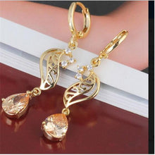 Cubic Zirconia Crystal water Drop Dangle Earrings gold Plated Women Earrings  jewelry