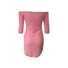 Half Sleeve Off Shoulder Slash Neck Sexy Club Dress Women Slim Bodycon Knitted Party Night Pink Dresses