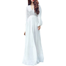 Women White Boho Evening Party Long Maxi Beach Dress Chiffon Sundress