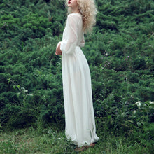 Women White Boho Evening Party Long Maxi Beach Dress Chiffon Sundress