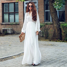 Women White Boho Evening Party Long Maxi Beach Dress Chiffon Sundress
