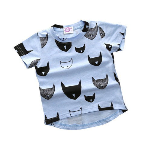 Kids Clothes Brand  Boys Girls T Shirt Tops Cotton Jersey Allover Cat Print Baby T Shirts Tees