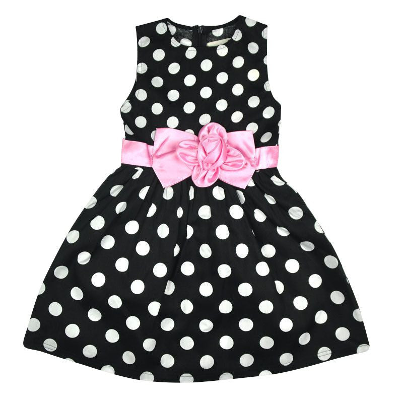 Kids Clothing Dresses Girls Toddler Princess Dress Sleeveless Polka Dots Bowknot Girl Lovely Birthday Party Sundress