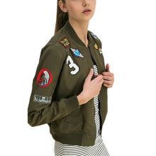 Coats Army Green Women Bomber Jackets Coat Flight Suit Casual Print Jacket Embroidered Patches Jacket Coats