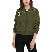 Coats Army Green Women Bomber Jackets Coat Flight Suit Casual Print Jacket Embroidered Patches Jacket Coats