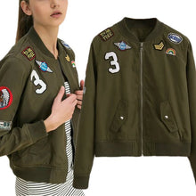 Coats Army Green Women Bomber Jackets Coat Flight Suit Casual Print Jacket Embroidered Patches Jacket Coats