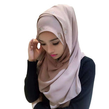 Women Chiffon Long Pearl Muslim Headscarf Islamic Hiajb Wrap Shawl Headwear