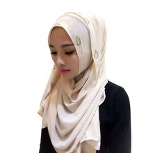 Women Chiffon Long Pearl Muslim Headscarf Islamic Hiajb Wrap Shawl Headwear