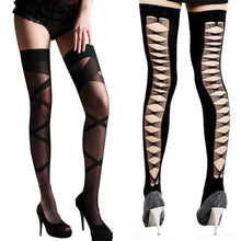 Women Sexy Hollow Long Stockings Black Knee High Thigh Stay Up Tights Stockings