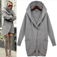 Women Warm Ladies Casual Long Woolen Slim Hooded V-neck Coat Outwear