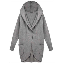 Women Warm Ladies Casual Long Woolen Slim Hooded V-neck Coat Outwear
