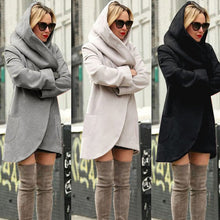 Women Warm Ladies Casual Long Woolen Slim Hooded V-neck Coat Outwear