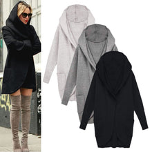 Women Warm Ladies Casual Long Woolen Slim Hooded V-neck Coat Outwear